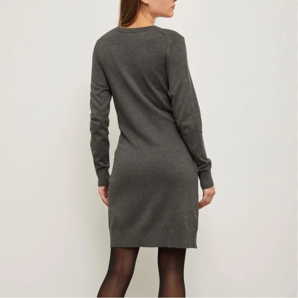 Zara Mini Dress Women's Medium Gray Crew Neck long Sleeves Pullover Knitted - Picture 2 of 6